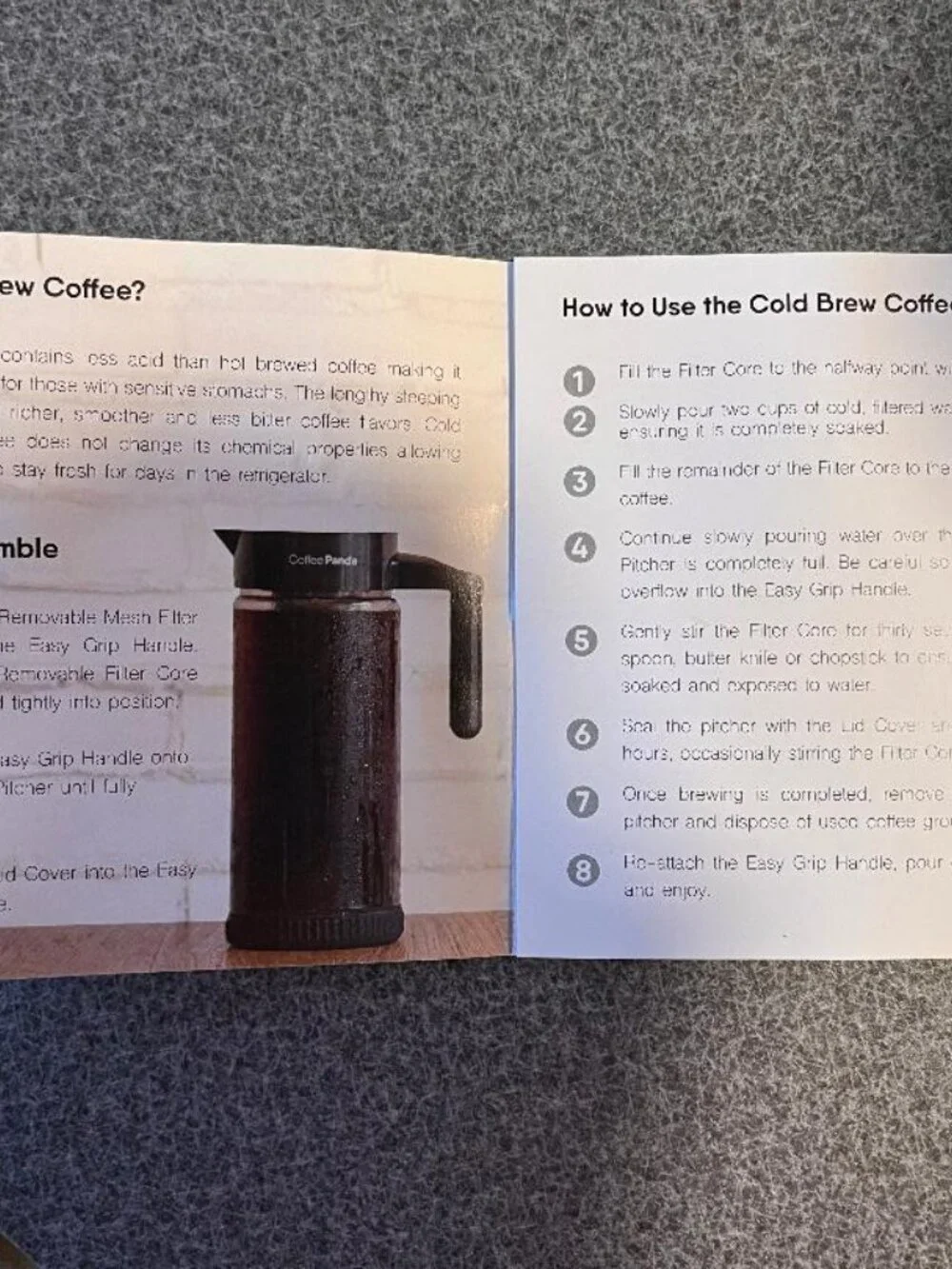 Coffee Panda Cold Brew Coffee Maker 44 oz (1300 ml) + manual BPA Free!